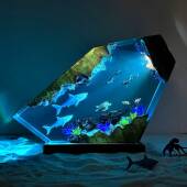 Resin Wooden Lamp树脂木灯大白鲨潜水员海龟情人节送男朋友礼物