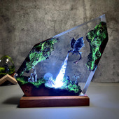 Dragon Lamp resin驯龙高手黑龙夜煞吐息情人节日小夜灯摆件礼物