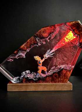 Lamp Resin Epoxy手工制作龙珠悟空火焰之王小夜灯氛围灯情人节