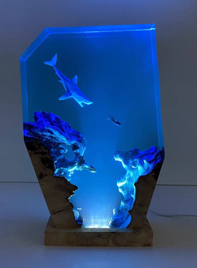 海洋海底世界鲨鱼手工潜水员小夜灯床头灯氛围灯装饰品礼物摆件
