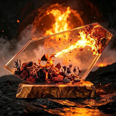 手作飞龙喷火龙环氧树脂小夜灯摆件氛围灯桌面创意生日礼物摆件