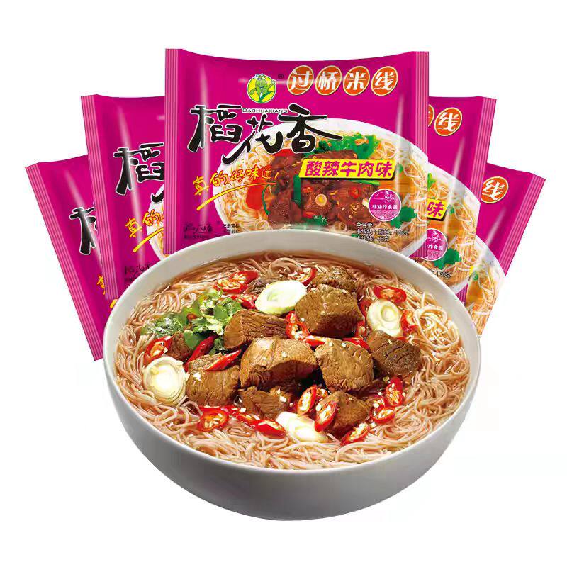 稻花香过桥米线袋装香辣牛肉酸辣香菇排骨速食非油炸粉丝冲泡速食