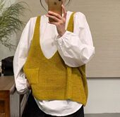 减龄针织马甲衬衫 宽松叠穿早秋氛围感穿搭 两件套上衣女2025年新款