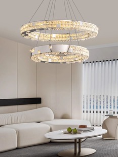 意式 轻奢客厅吊灯简约大气不锈钢水晶灯设计师创意圆环卧室餐厅灯