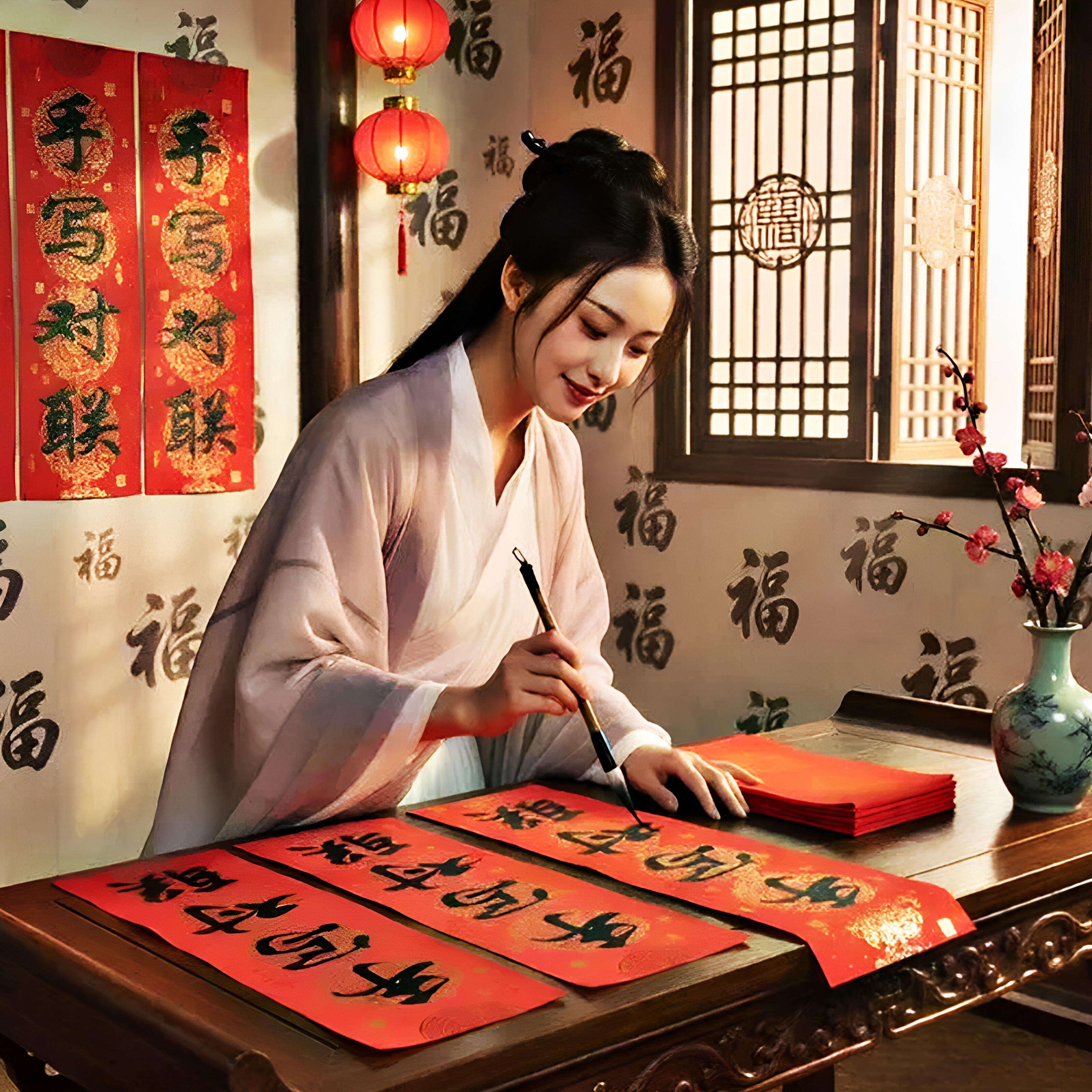 2027年手写对联定制加厚珠江百福铜版纸代写乔迁节日结婚订制春联