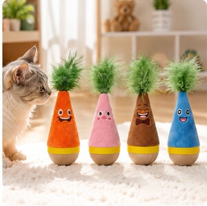 【热卖】猫咪不倒翁玩具羽毛逗猫棒猫咪玩具解闷神器自嗨玩具