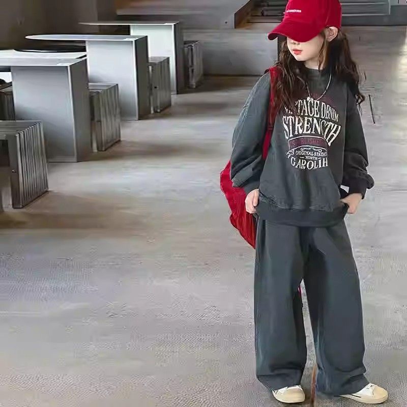 韩国女童卫衣套装儿童休闲运动两件套2026春秋新款大女孩时髦衣服
