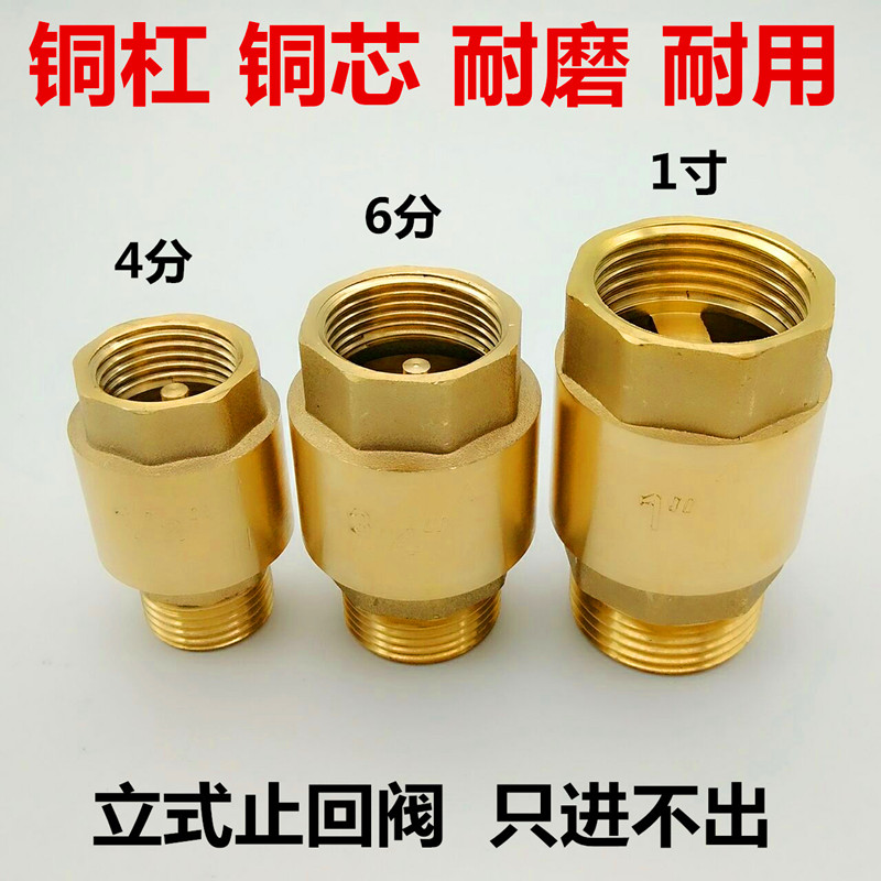 加厚全铜内外丝止回阀15水管水表止逆阀弹簧单向阀立式4分6分1寸
