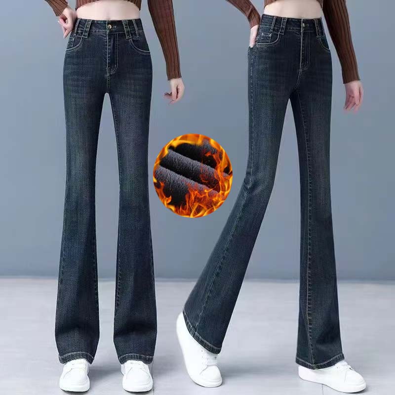 小个子加绒牛仔裤女冬保暖九分裤