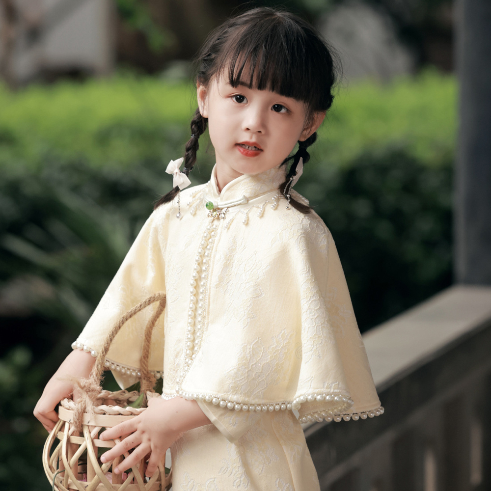 亲子装母女旗袍复古披肩套装