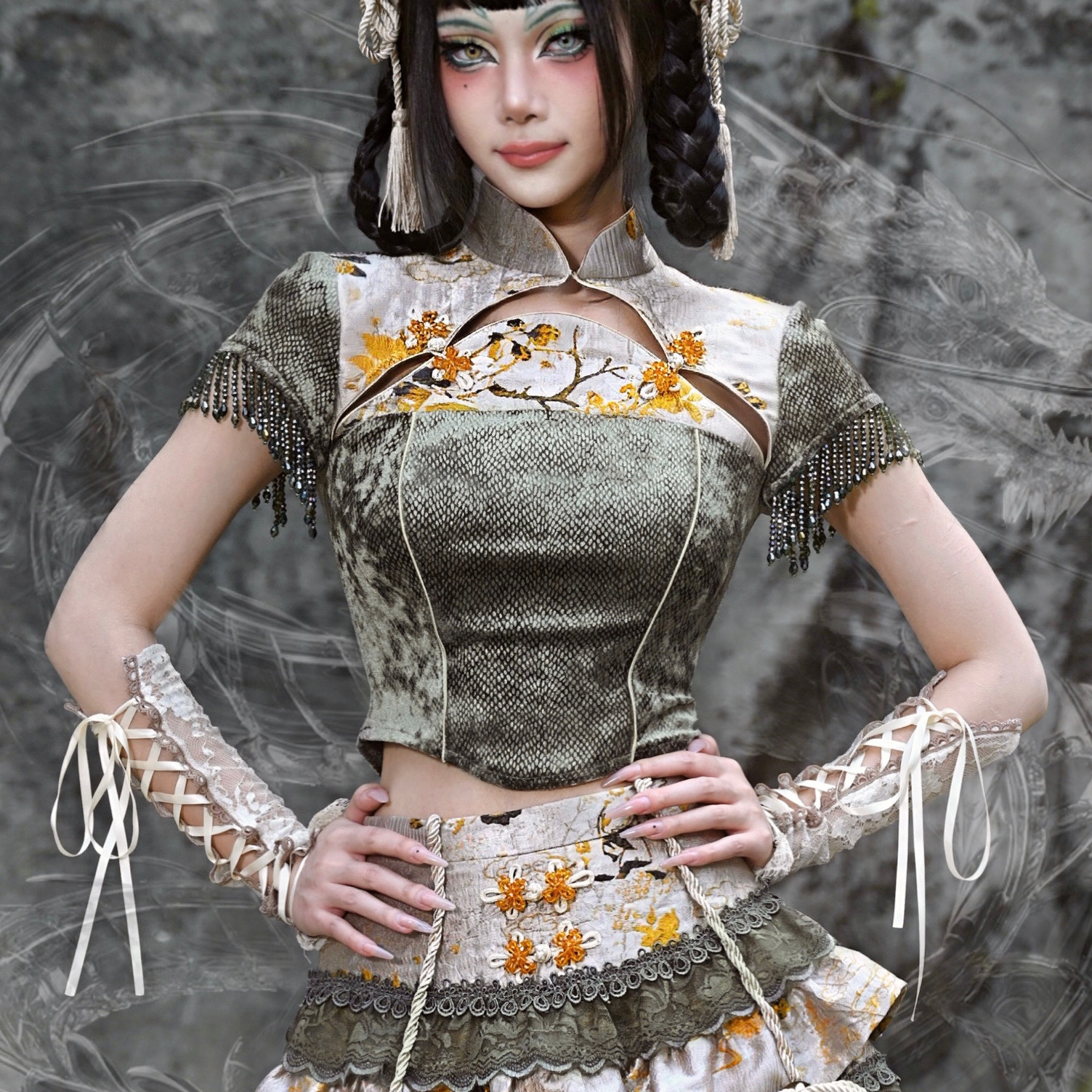 血液供给原创国风旗袍上衣