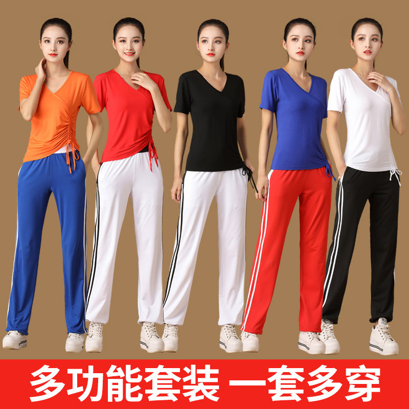 广场舞服装新款套装女春夏鬼步舞运动时尚短袖曳步舞健身操跳舞衣