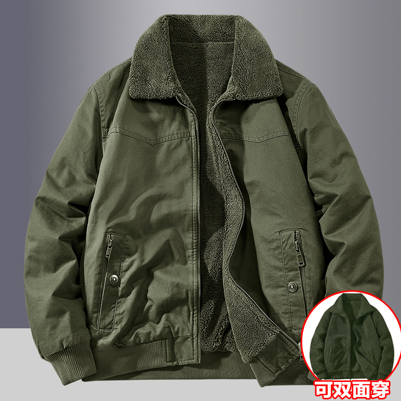 户外美式冬季新款工外套男N1甲板服加绒双面穿纯棉多口袋保暖夹克