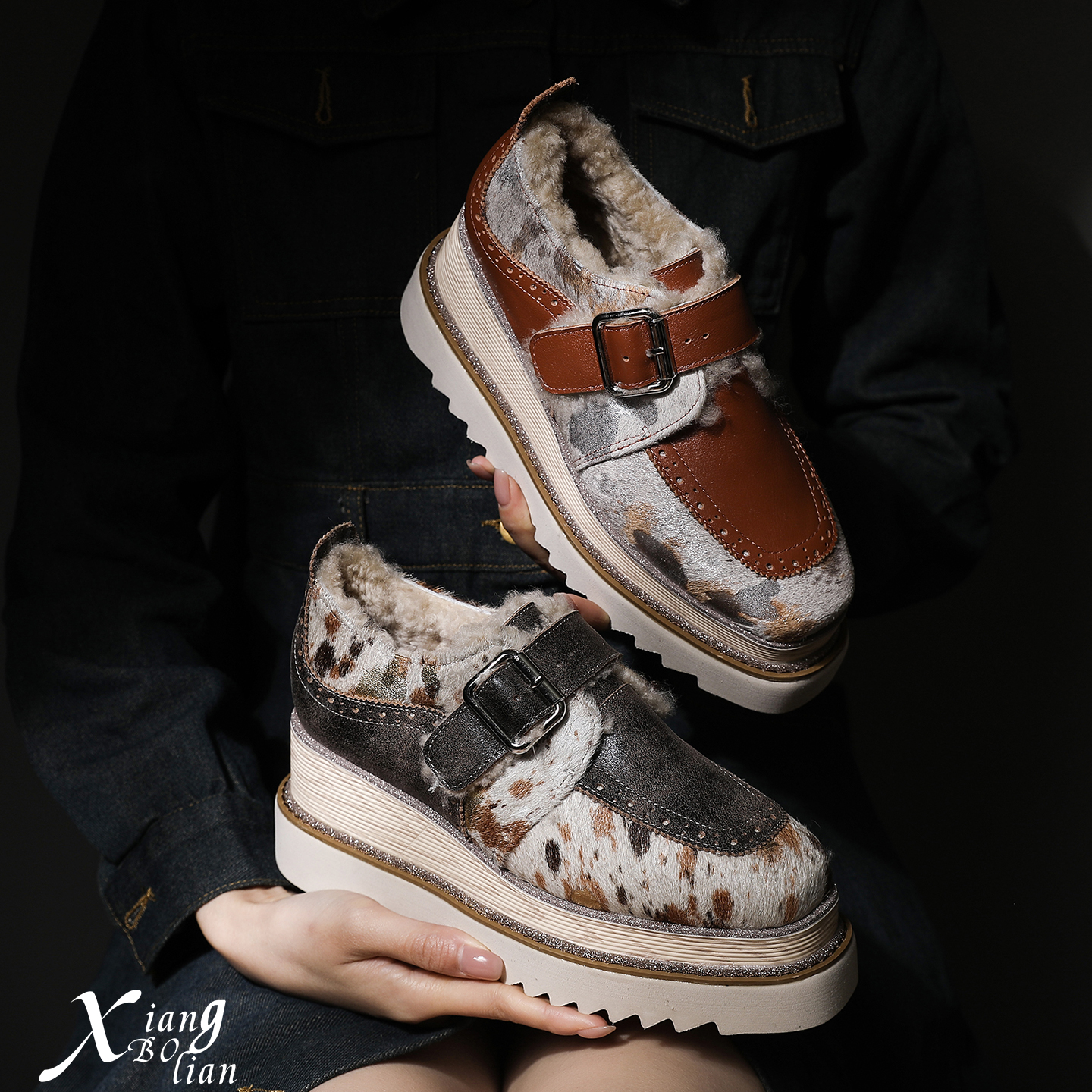 YANGDASHU雪地鞋厚底毛毛单鞋女