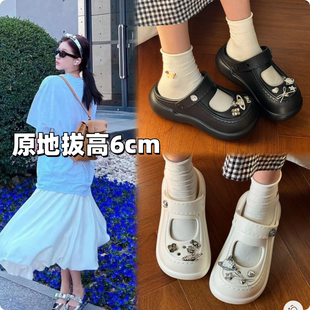 不臭脚透气eva包头凉拖鞋 6cm增高厚底时尚 玛丽珍洞洞鞋 赵露思同款