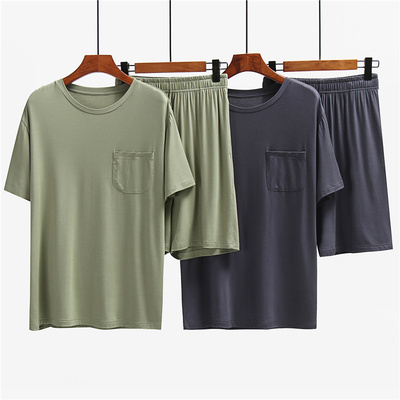 莫代尔男士宽松薄款短袖短裤套装