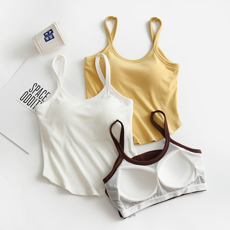 莫代尔女带胸垫收腰显瘦鱼骨吊带