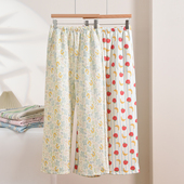 三层加厚保暖夹棉休闲宽松家居裤 秋冬季 纯棉空气层长裤 女士睡裤