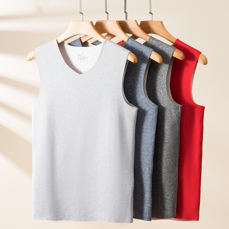 男士蚕丝羊毛内穿无痕保暖背心