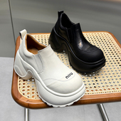 胎牛皮松糕厚底乐福鞋 增高显瘦大头真皮百搭小皮鞋 女2025秋季 新款