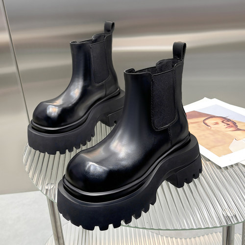 欧货真皮厚底增高马丁靴显瘦短靴