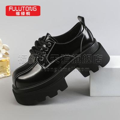 厚底单鞋女2025新款春季双线增高小个子松糕底乐福鞋小皮鞋女鞋