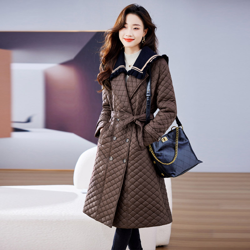 收腰显瘦轻薄中长款棉衣外套