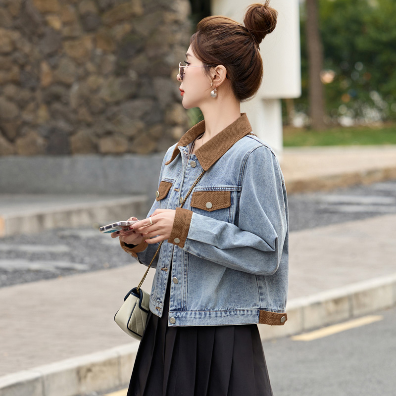 春季新款女装韩版修身翻领小个子休闲2025新款女外套牛仔外套上衣