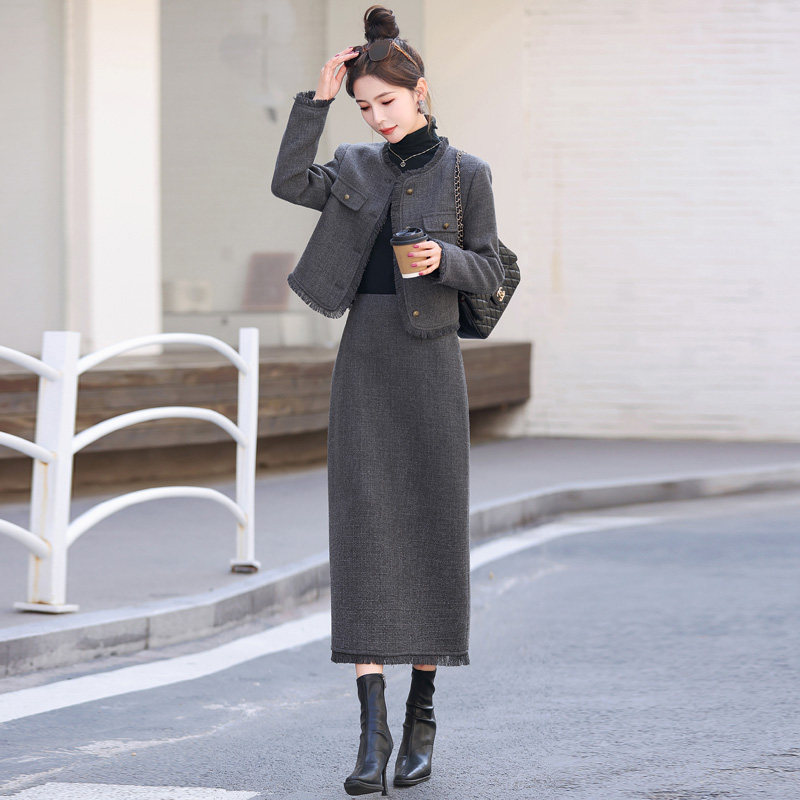 小香风连衣裙搭配一整套装女秋冬季新款漂亮洋气高端半身裙两件套,女装/女士精品,时尚套装,淘宝优惠券,粉丝福利购,淘宝优惠卷