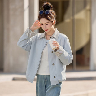 休闲工装 宽松妈妈大码 外套 女士短外套2026早春新款 百搭小个子大码