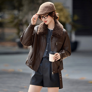 加绒加厚皮棉服女2026冬装新款收腰显瘦洋气短款翻领妈妈PU棉外套