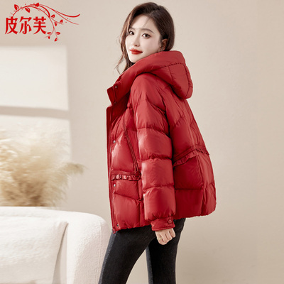 韩版时尚显瘦白鸭绒爆款连帽外套