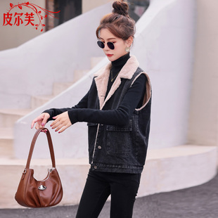 小个子牛仔加绒加厚马甲外套女短款2026冬季新款韩版保暖坎肩马夹