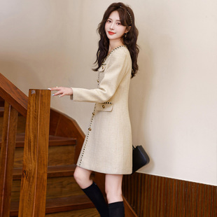 小香风轻奢高级感连衣裙女装2024新款春秋小个子高端气质红色裙子