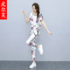 裤 新款 时尚 2024夏季 卫衣休闲运动印花两件套 薄款 小个子跑步服套装