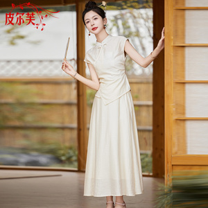 新中式国风连衣裙穿搭一整套装女士夏季新款高级感改良旗袍两件套