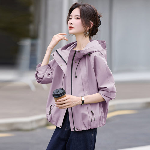 小个子短款连帽外套女