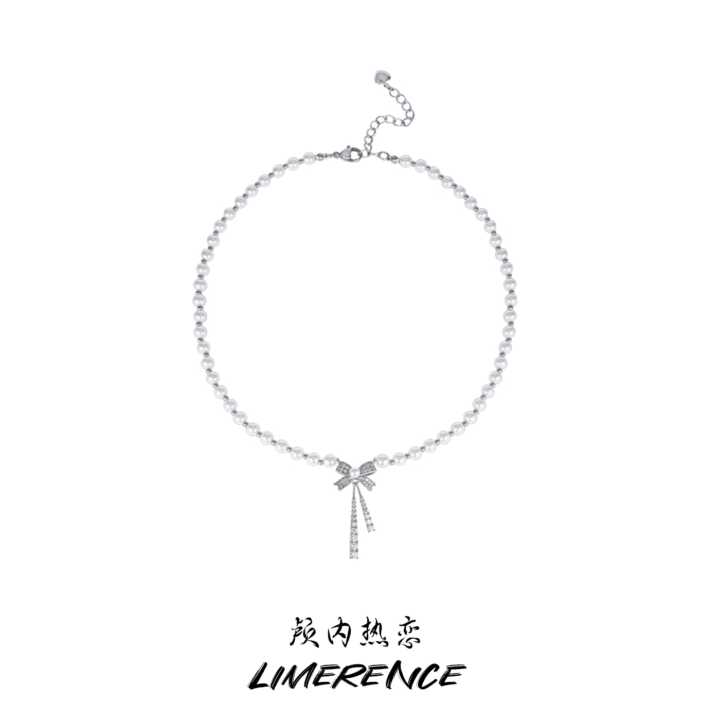LIMERENCE蝴蝶结珍珠项链锁骨链