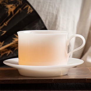 高端冰种玉白瓷精致陶瓷高档颜值经典形拉花杯子拿铁咖啡杯子礼物