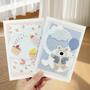 创意新生儿baby礼物满月男女宝宝诞辰生日贺卡婴儿百日祝福小卡片