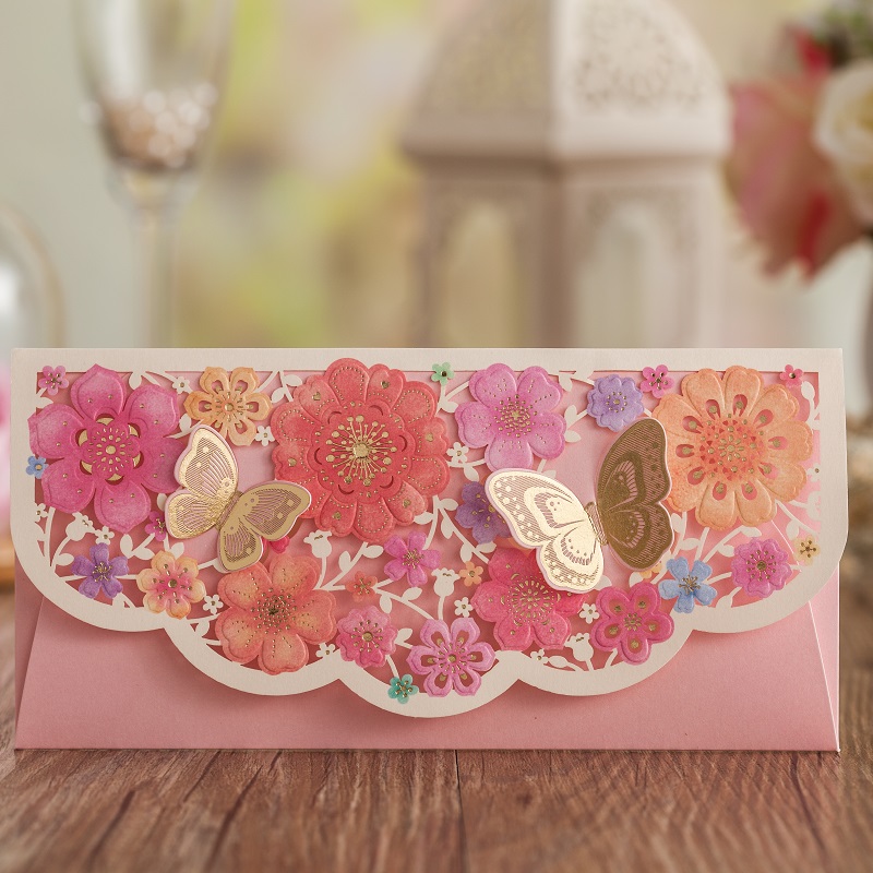 蛇年高档横版镂空烫金蝴蝶红包