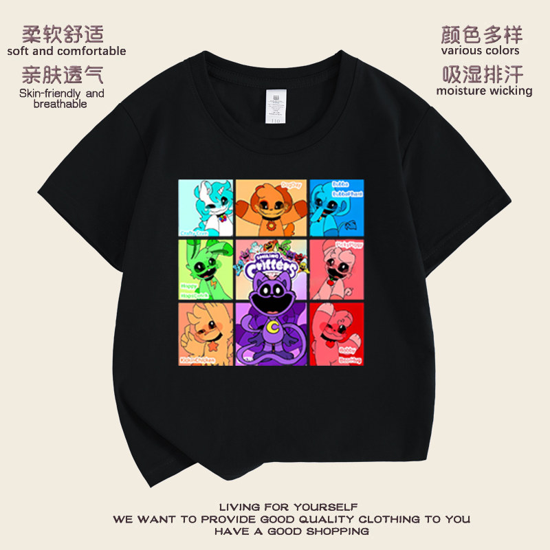 波比的游戏时间smiling critters 恐怖微笑小动物衣服儿童t恤夏装