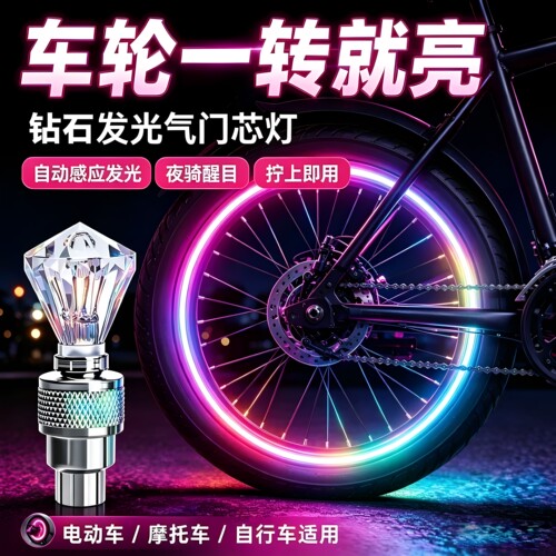 自行车摩托车汽车山地车电动车轮毂风火轮七彩轮胎灯气气门嘴灯
