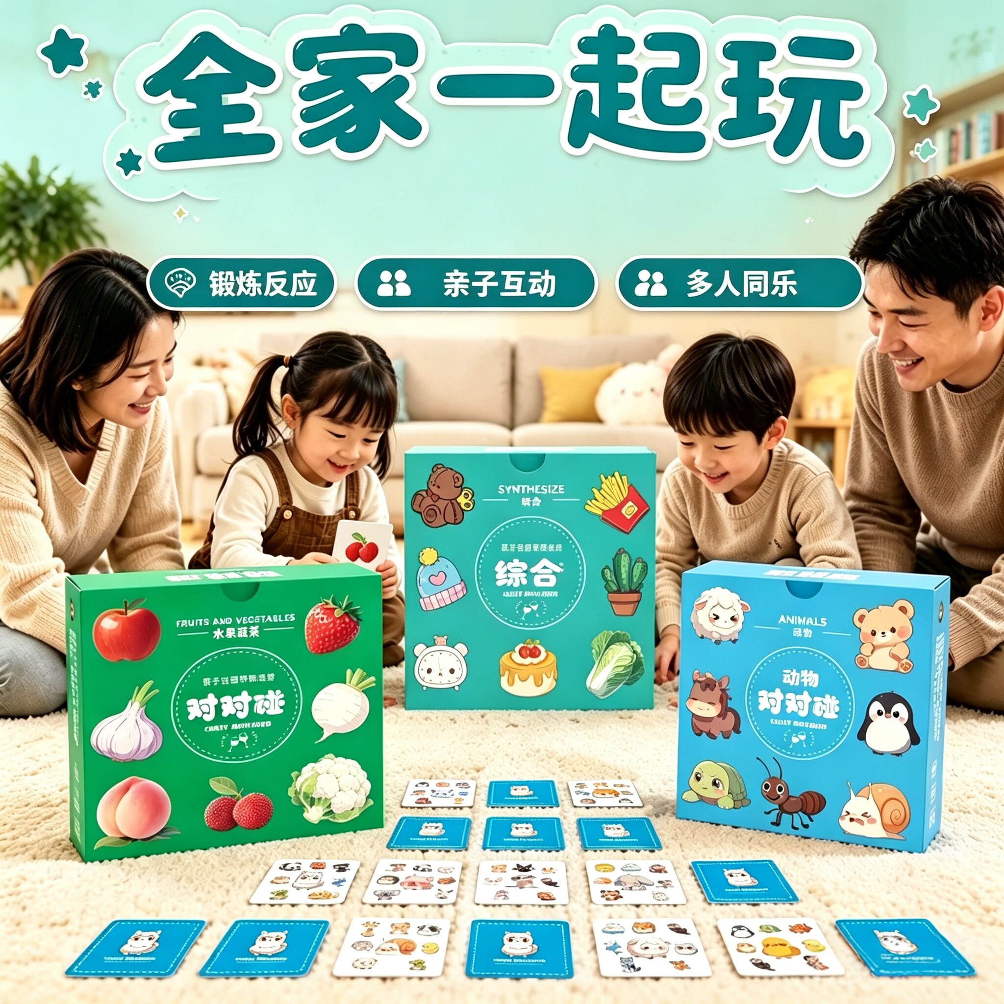 疯狂对对对碰卡片记忆找相同桌游儿童益智训练玩具专注力互动纸牌