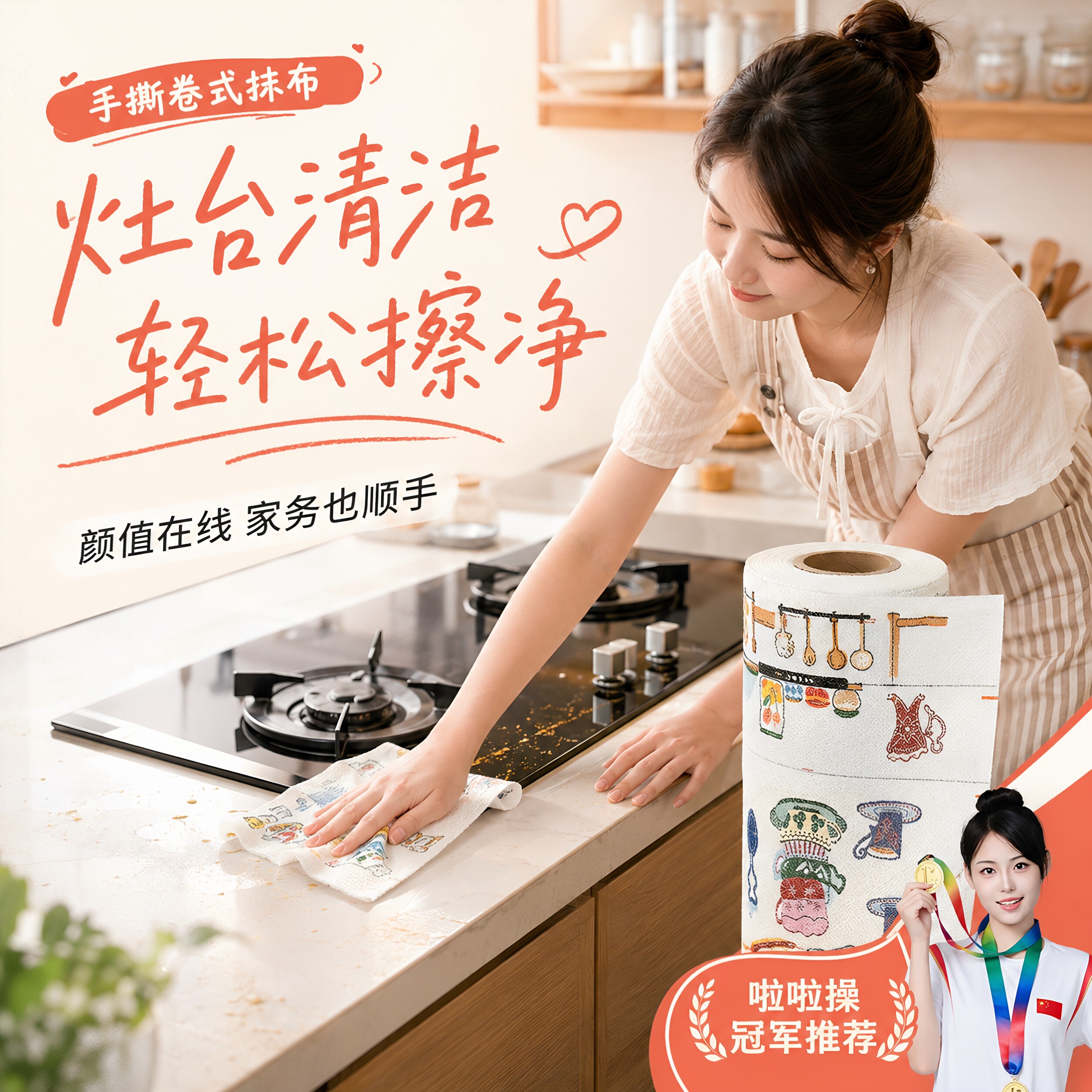 ins风手撕周抛抹布干湿两用手绘风厨房清洁洗碗专用手撕懒人抹布