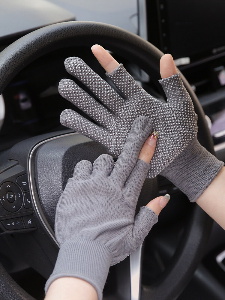 SUNSCREEN GLOVES MENS SUMMER THIN ANTI-SKID ICE SILK DRIVING AND RIDING TAKEAWAY LUYA FISHING LEAK TWO-FINGER AND HALF-FINGER FEMALE