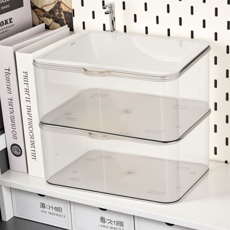 桌面收纳盒翻盖式防尘整理盒