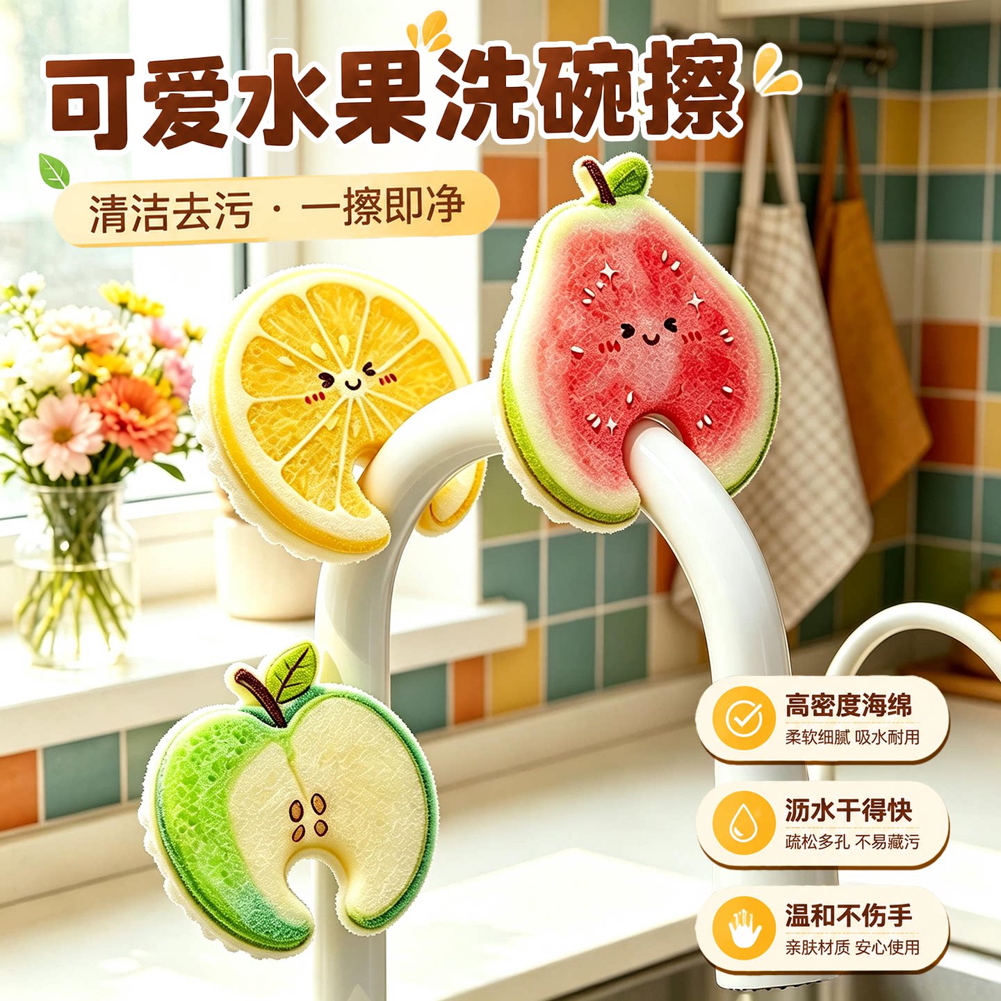 水果洗碗海绵擦吸水易洗加厚