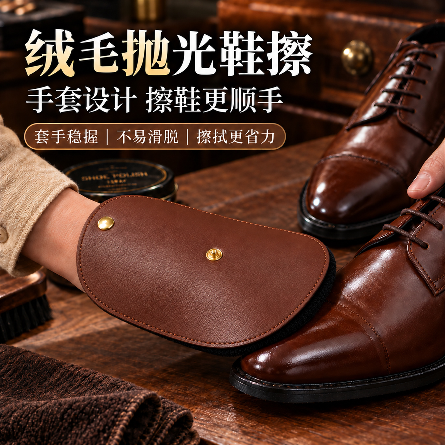 擦鞋手套家用皮鞋皮靴清洁护理