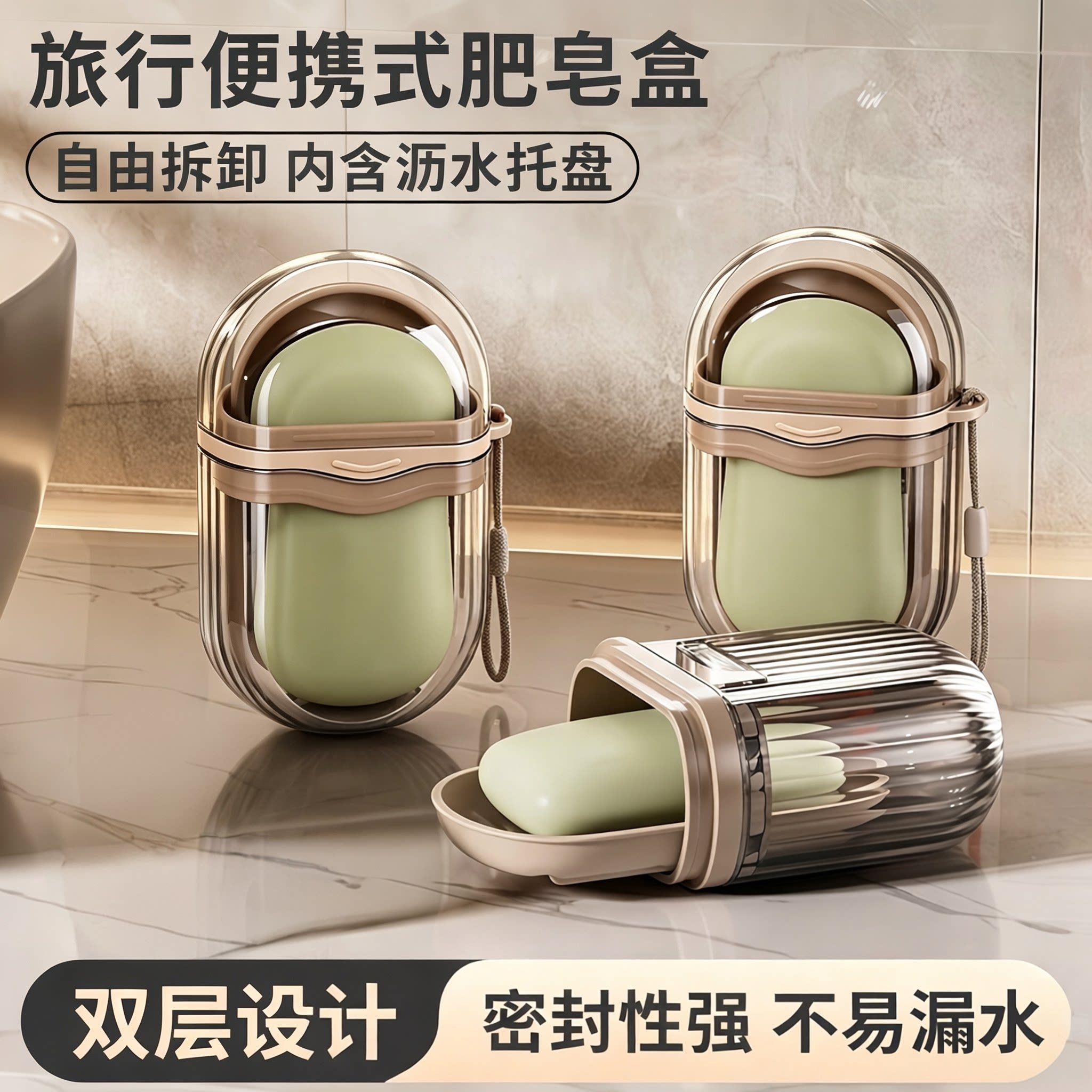 便携式旅行香皂盒出差用防水带沥水架随身收纳香皂适用防水收纳盒